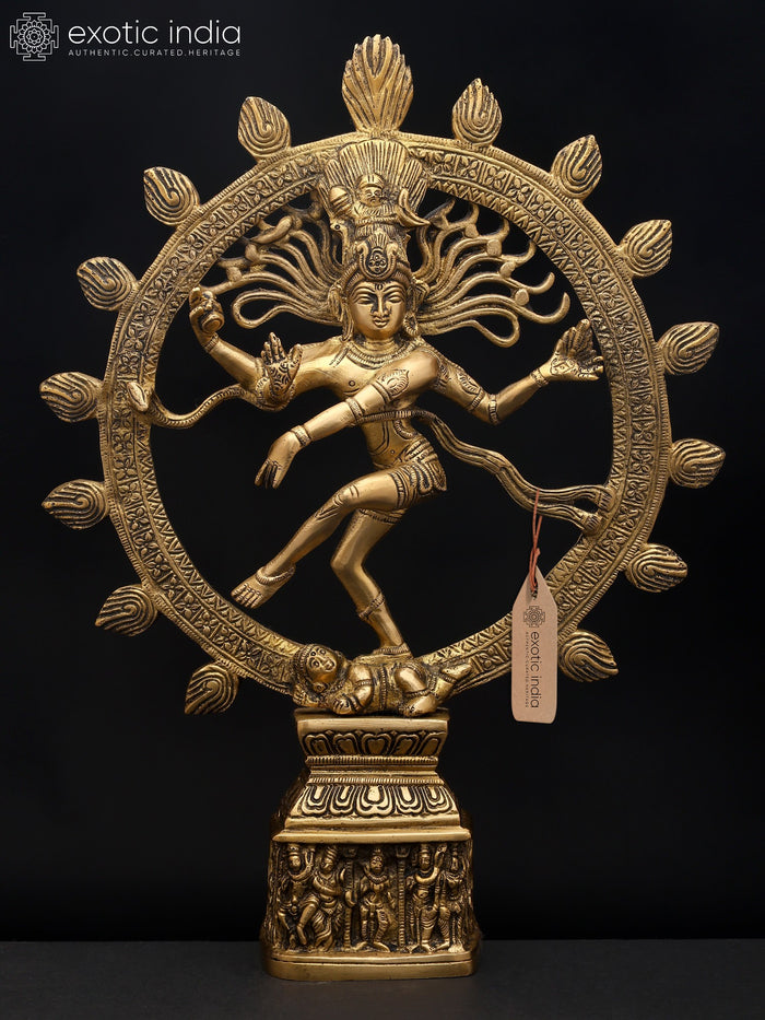14" Handmade Brass Nataraja Dancing Shiva Statue