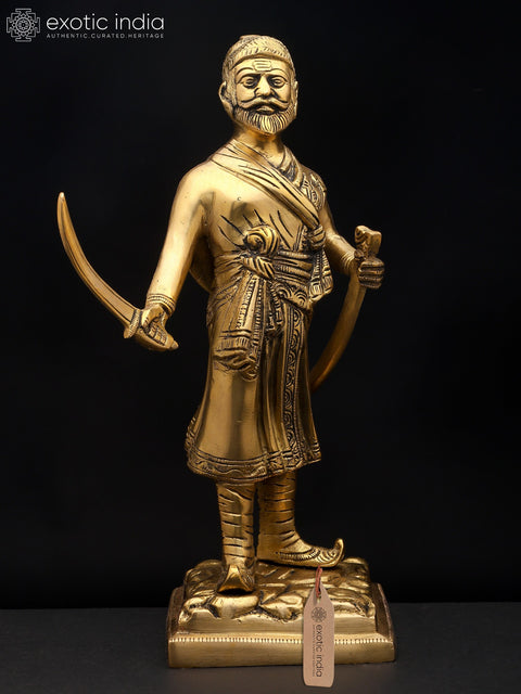 12" Chhatrapati Shivaji Maharaj - The Fearless Maratha Warrior | Brass Statue
