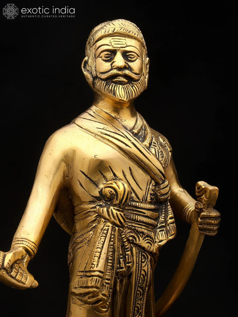 12" Chhatrapati Shivaji Maharaj - The Fearless Maratha Warrior | Brass Statue