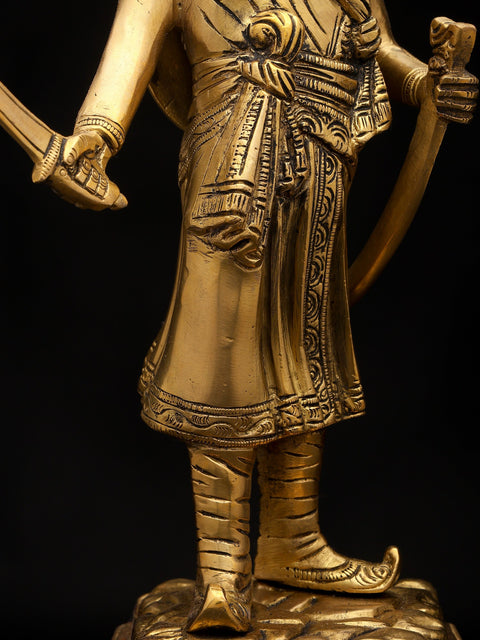 12" Chhatrapati Shivaji Maharaj - The Fearless Maratha Warrior | Brass Statue