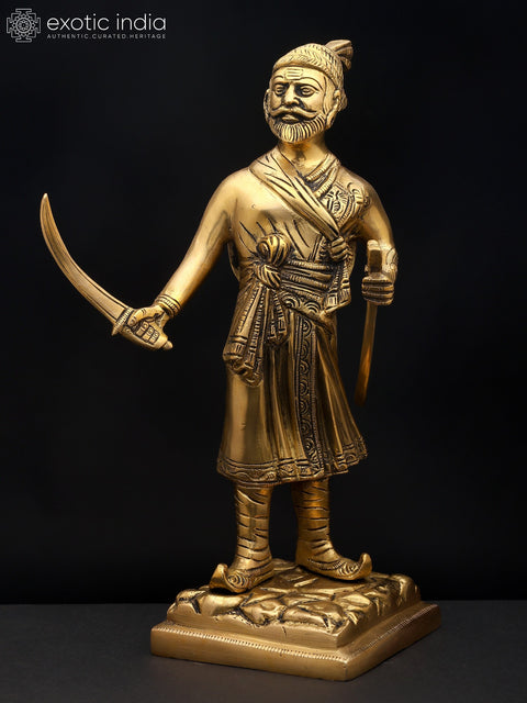 12" Chhatrapati Shivaji Maharaj - The Fearless Maratha Warrior | Brass Statue