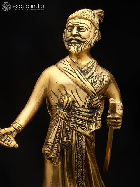 12" Chhatrapati Shivaji Maharaj - The Fearless Maratha Warrior | Brass Statue