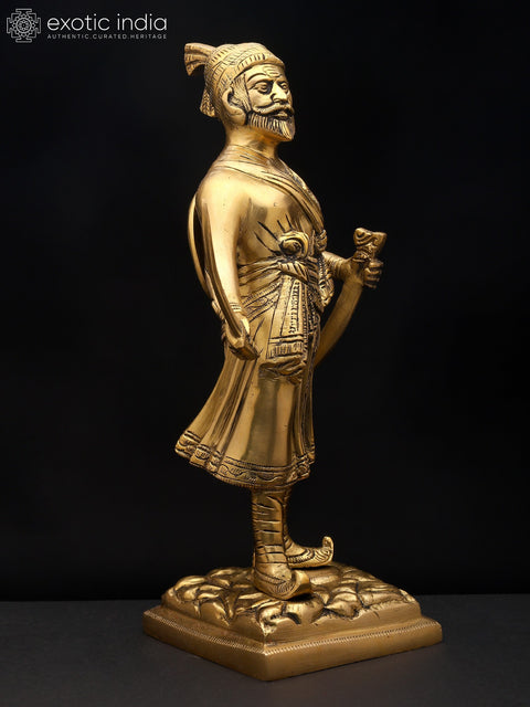 12" Chhatrapati Shivaji Maharaj - The Fearless Maratha Warrior | Brass Statue