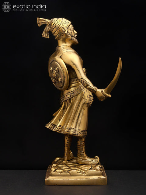 12" Chhatrapati Shivaji Maharaj - The Fearless Maratha Warrior | Brass Statue