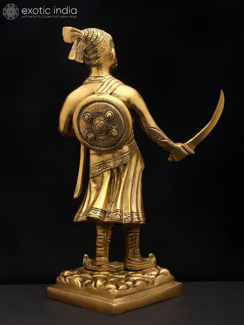 12" Chhatrapati Shivaji Maharaj - The Fearless Maratha Warrior | Brass Statue