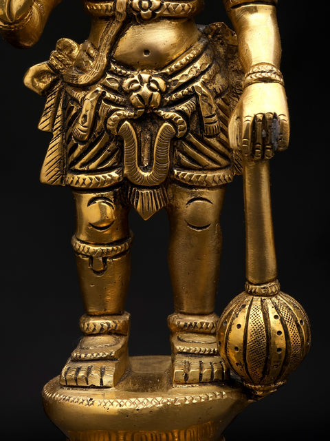 10" Standing Lord Hanuman in Blessing Gesture | Brass Statue