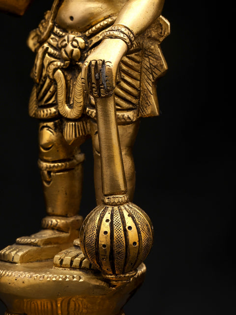 10" Standing Lord Hanuman in Blessing Gesture | Brass Statue