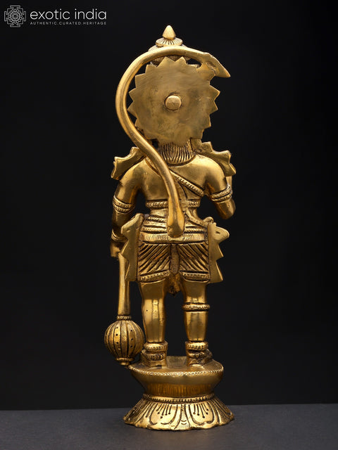 10" Standing Lord Hanuman in Blessing Gesture | Brass Statue