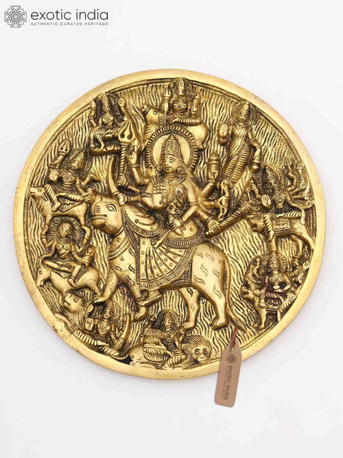 7" Navadurga Nine Forms of Goddess Durga Brass Wall Hanging Statue
