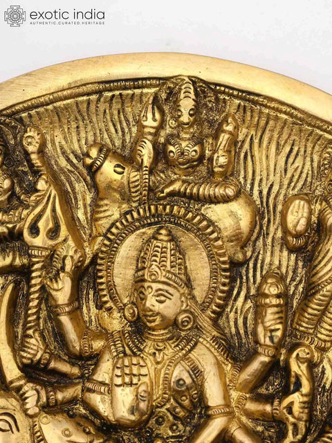 7" Navadurga (The Nine Forms of Goddess Durga) | Wall Hanging Brass Statue