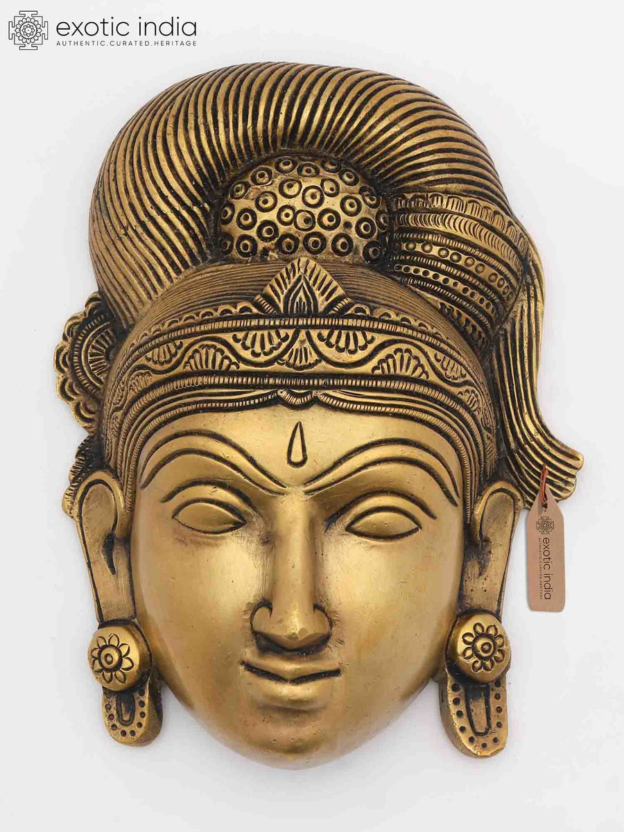 6" Goddess Parvati Brass Wall Hanging Statue
