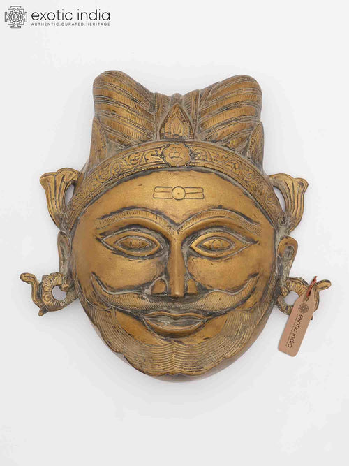 9" Brass Mahakal Face Wall Hanging Statue