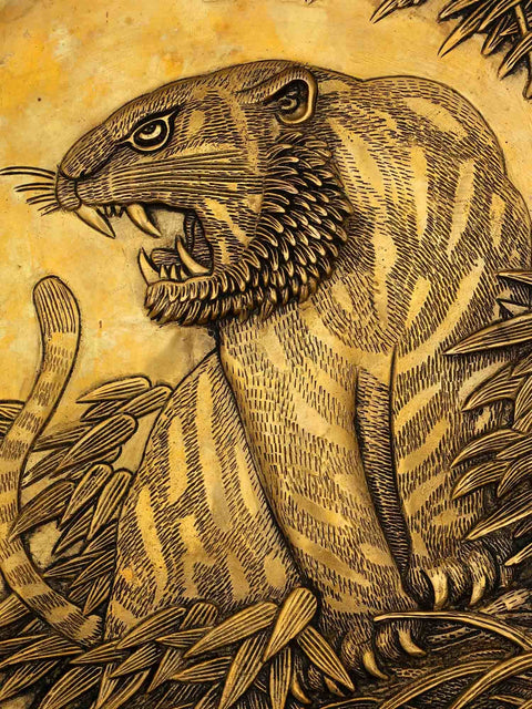 11" Majestic Tiger in The Wild | Wall Hanging Brass Statue