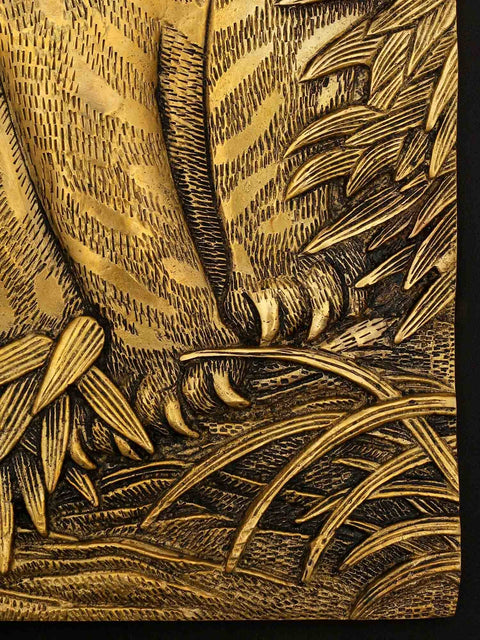 11" Majestic Tiger in The Wild | Wall Hanging Brass Statue