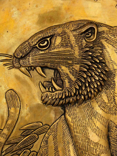 11" Majestic Tiger in The Wild | Wall Hanging Brass Statue