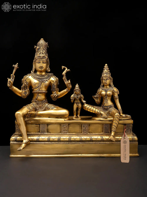 14" Somaskanda Shiva Parvati Skanda Murugan Brass Statue