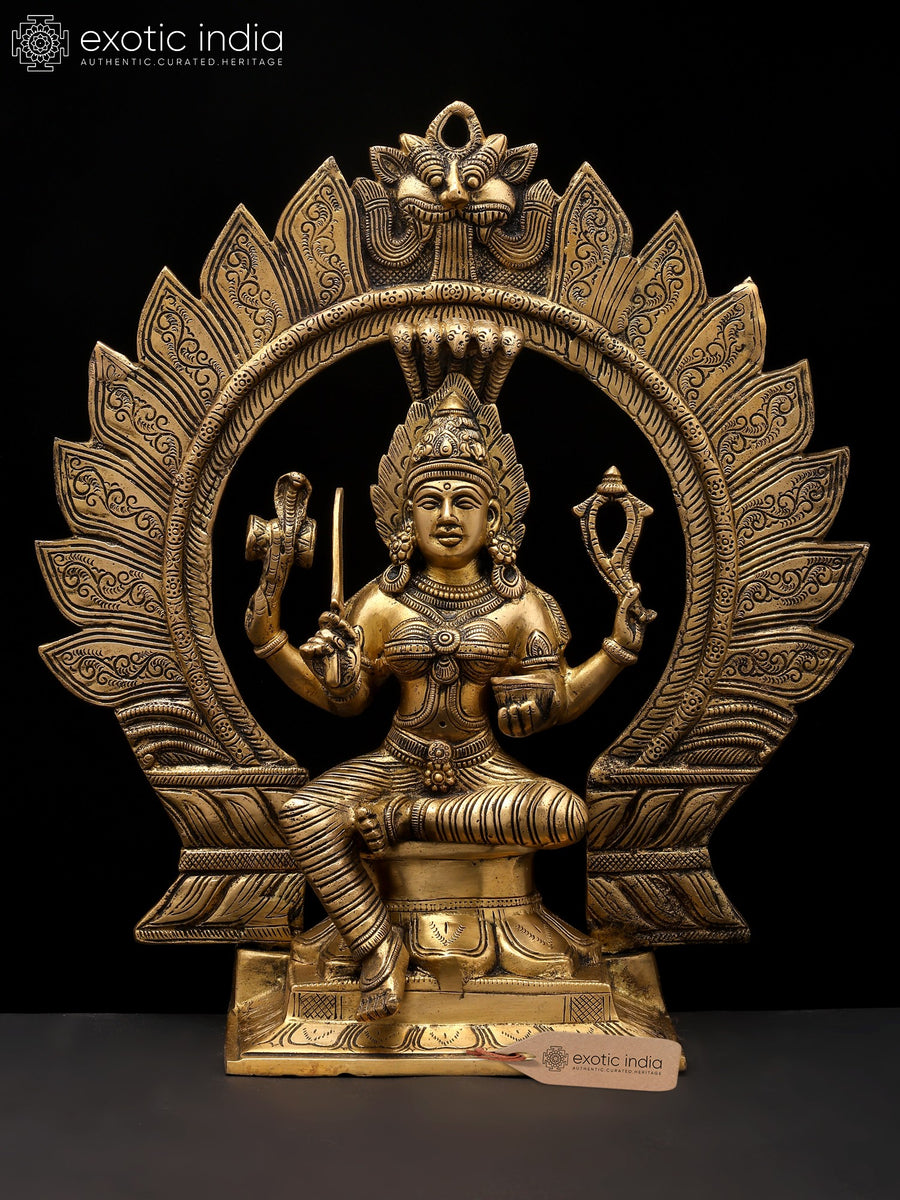 15" Goddess Karumariamman with Kirtimukha Prabhavali Brass Statue