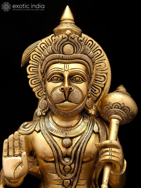 14" Blessing Lord Hanuman | Brass Idol