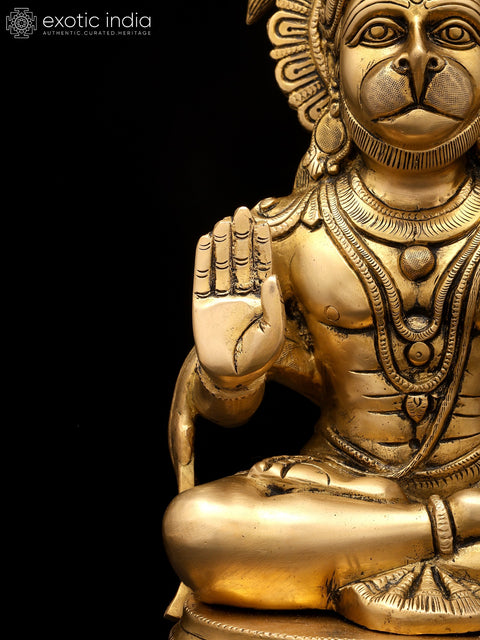 14" Blessing Lord Hanuman | Brass Idol