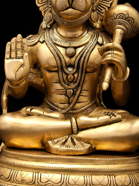 14" Blessing Lord Hanuman | Brass Idol