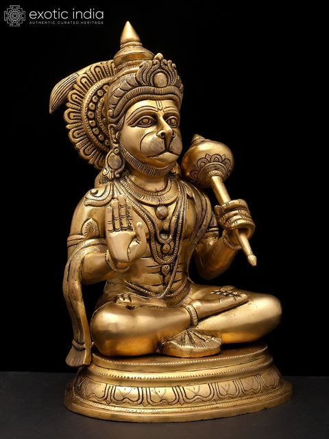 14" Blessing Lord Hanuman | Brass Idol