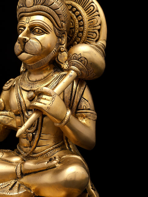 14" Blessing Lord Hanuman | Brass Idol