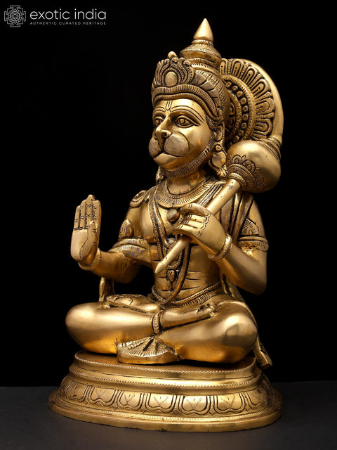 14" Blessing Lord Hanuman | Brass Idol