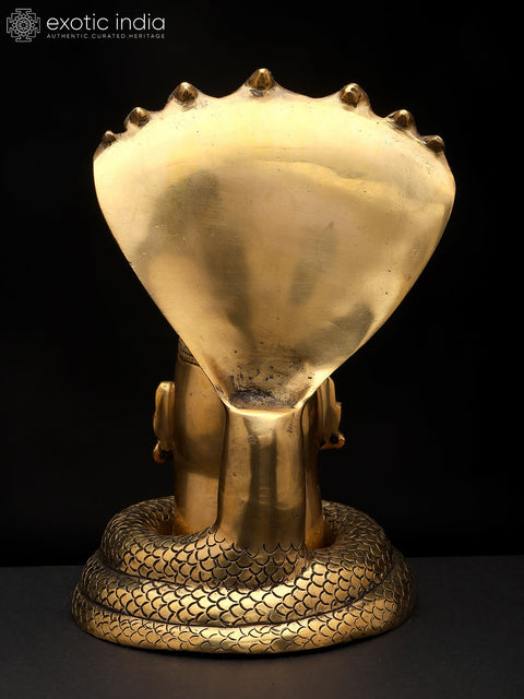 9" Brass Shiva Mukha lingam with Nagabharanam | Brass Statue