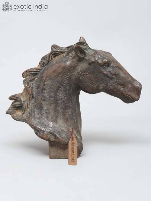 8" Brass Horse Head Decorative Statue for Table Decor
