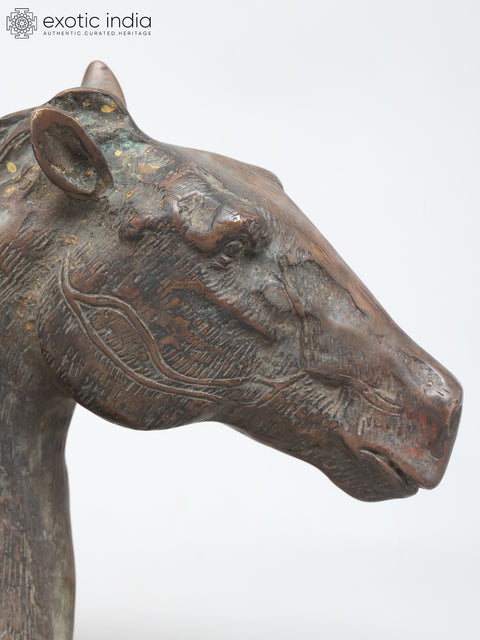 8" Decorative Horse Head Statue in Brass | Table Decor