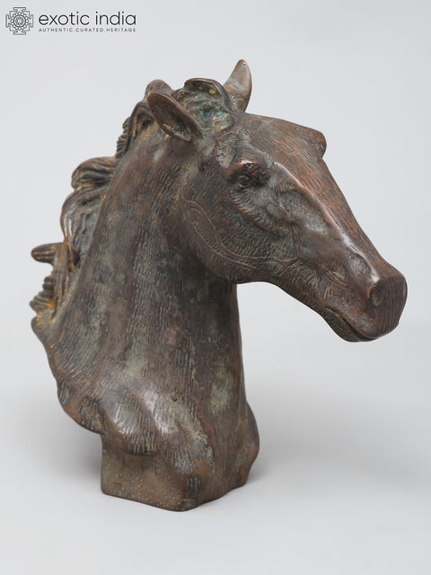 8" Decorative Horse Head Statue in Brass | Table Decor