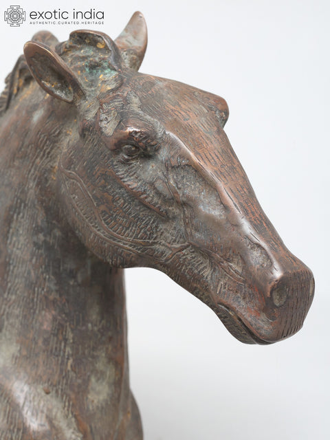 8" Decorative Horse Head Statue in Brass | Table Decor