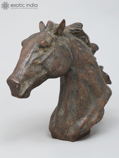 8" Decorative Horse Head Statue in Brass | Table Decor