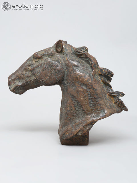 8" Decorative Horse Head Statue in Brass | Table Decor