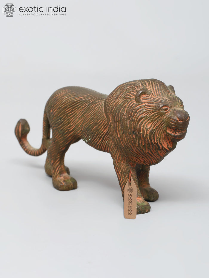 5" Handmade Brass Lion Statue for Home Decor