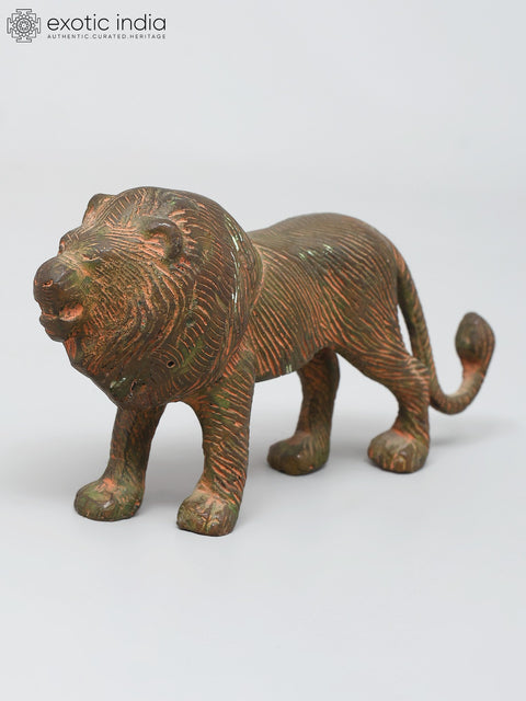 5" Small Decorative Lion Statue | Table Decor | Brass Statue