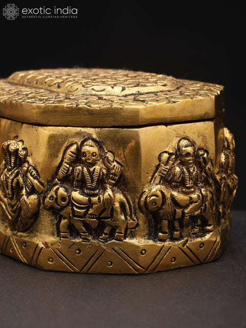 4" Small Brass Navagrah Ritual Box | Handmade | Made In India