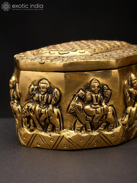 4" Small Brass Navagrah Ritual Box | Handmade | Made In India