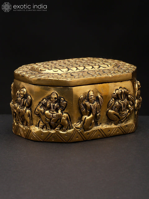 4" Small Brass Navagrah Ritual Box | Handmade | Made In India