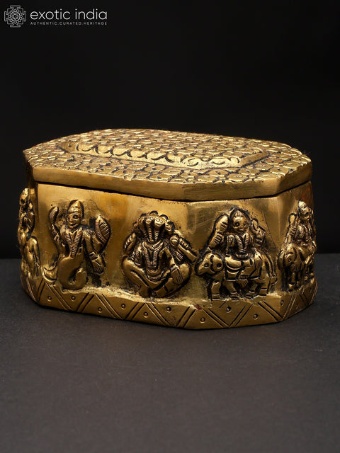 4" Small Brass Navagrah Ritual Box | Handmade | Made In India