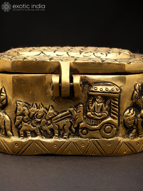 4" Small Brass Navagrah Ritual Box | Handmade | Made In India
