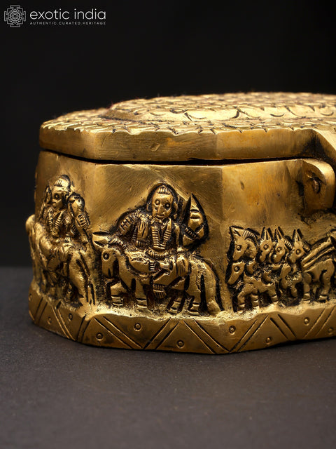 4" Small Brass Navagrah Ritual Box | Handmade | Made In India