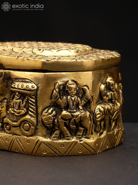 4" Small Brass Navagrah Ritual Box | Handmade | Made In India