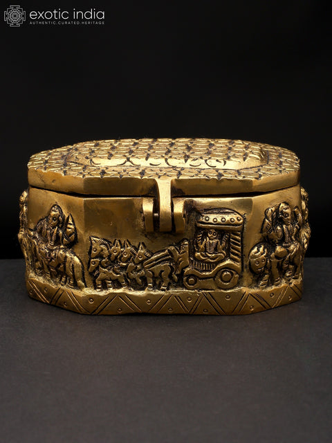 4" Small Brass Navagrah Ritual Box | Handmade | Made In India