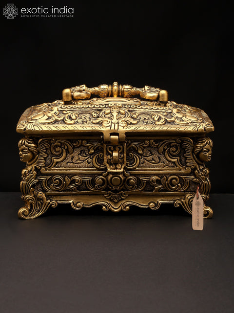 8" Brass Designer Jewelry Box | Handmade | Made In India