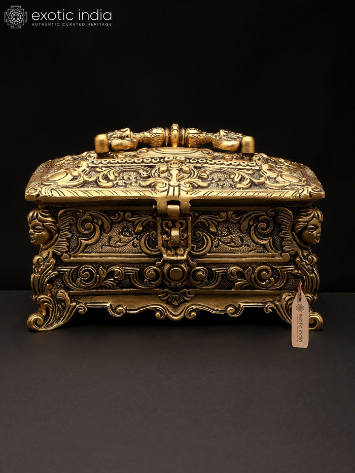 8" Brass Designer Jewelry Box | Handmade | Made In India