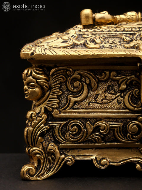 8" Brass Designer Jewelry Box | Handmade | Made In India