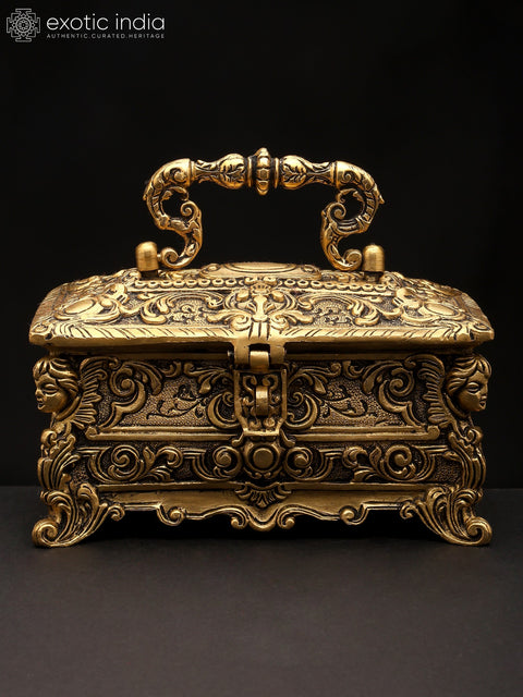 8" Brass Designer Jewelry Box | Handmade | Made In India