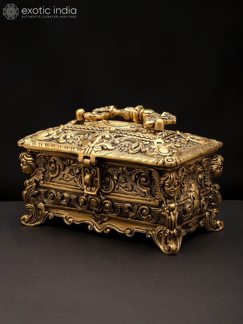 8" Brass Designer Jewelry Box | Handmade | Made In India