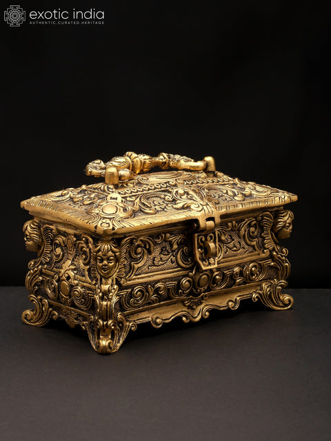 8" Brass Designer Jewelry Box | Handmade | Made In India